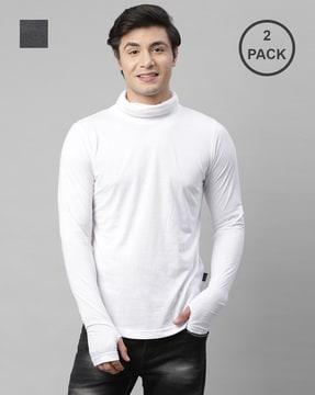 solid slim fit high-neck t-shirt