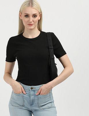 solid slim fit rib t-shirt