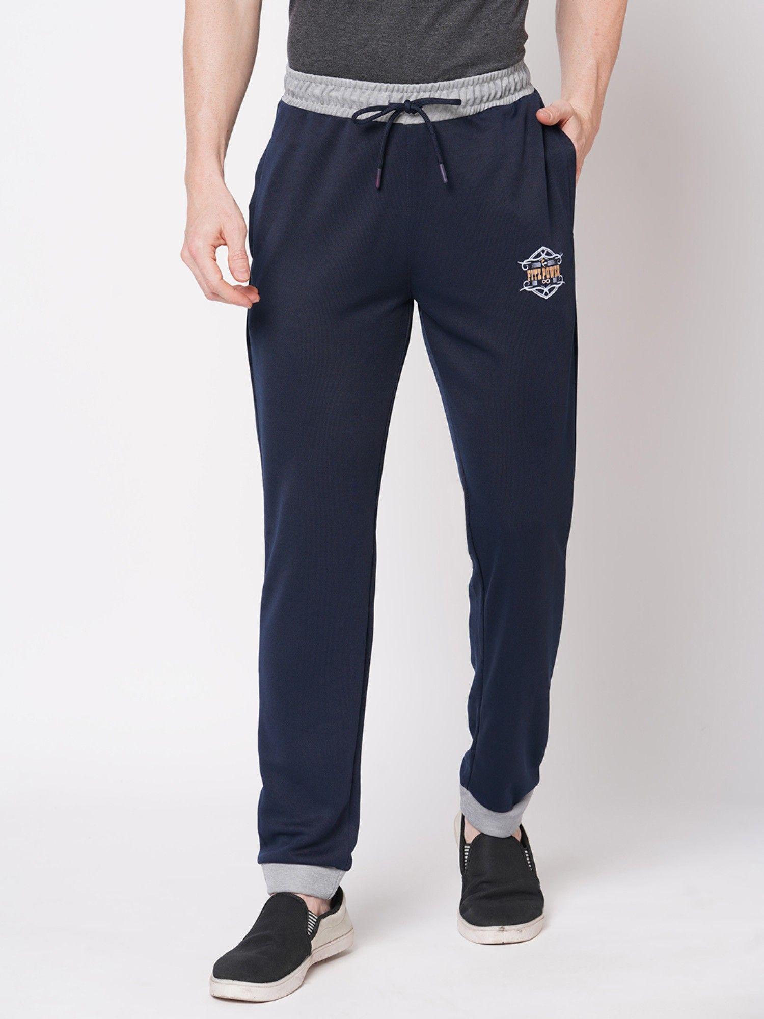 solid slim fit trackpants - navy blue