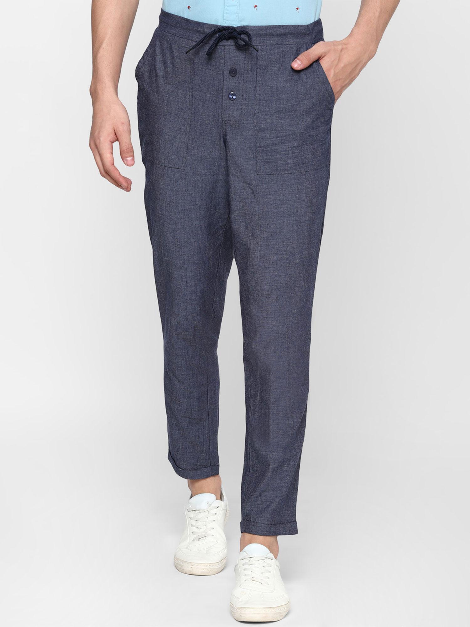 solid slim-fit trousers