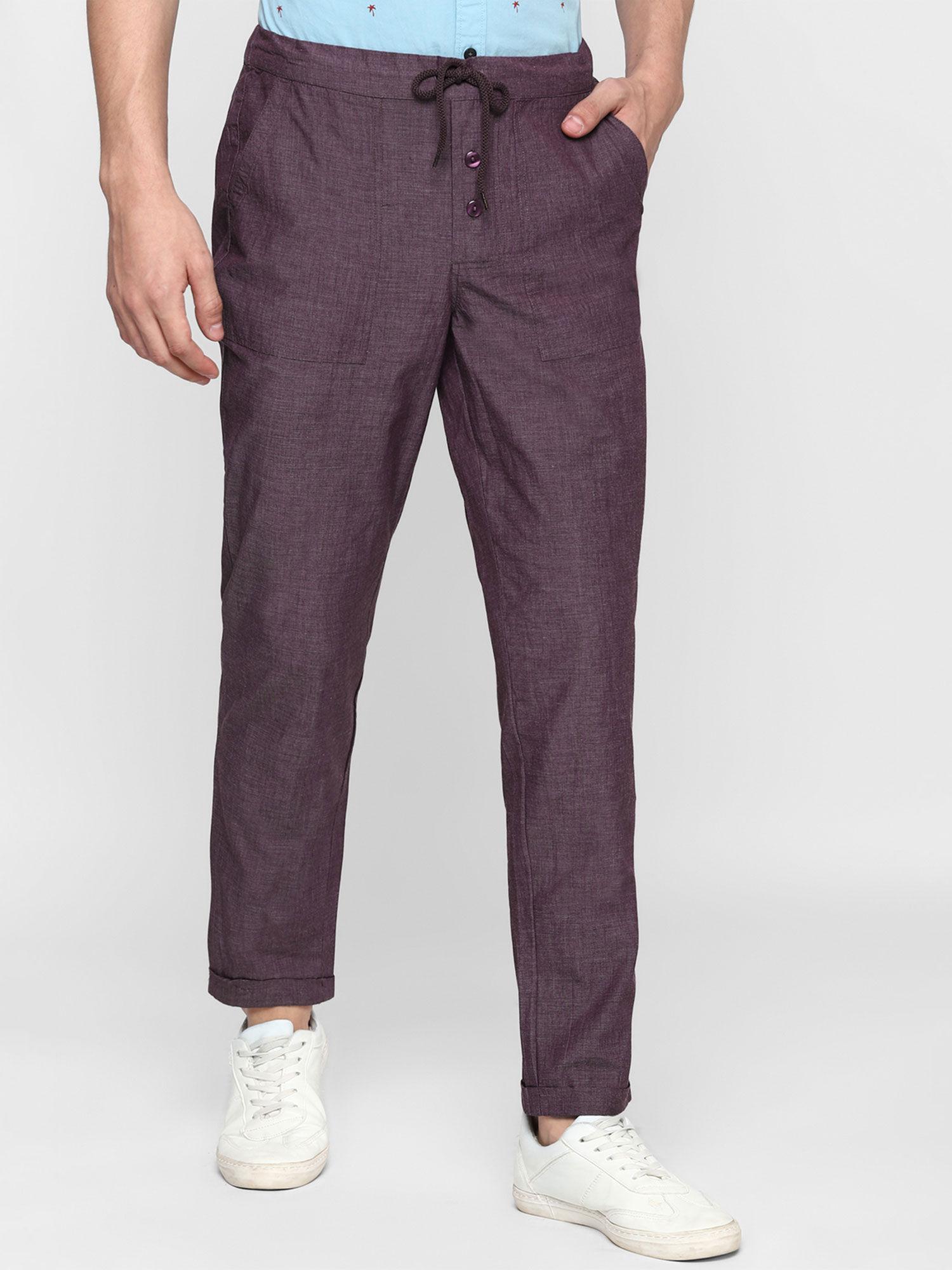 solid slim-fit trousers