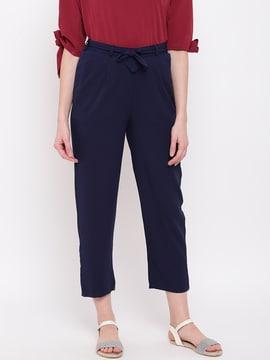 solid slim fit trousers