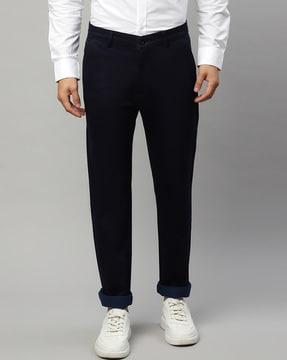 solid slim fit trousers