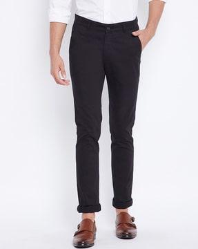 solid slim fit trousers