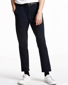 solid slim fit trousers