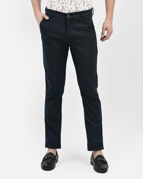 solid slim fit trousers