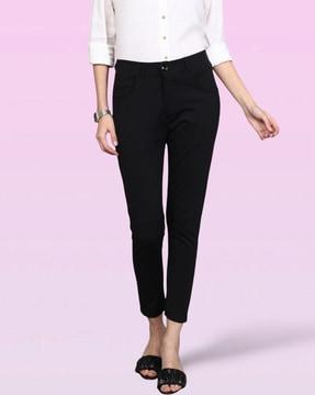 solid slim fit trousers