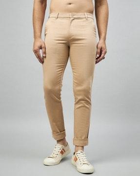 solid slim fit trousers