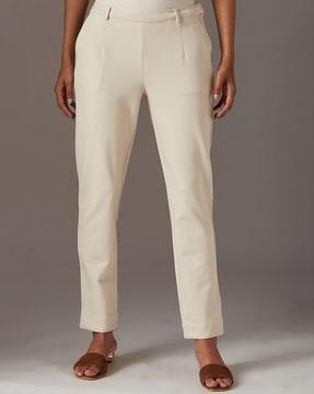 solid slim fit viscose pants