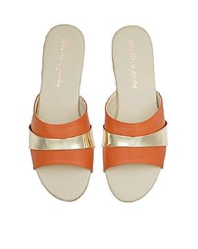solid slip-on flat sandals 