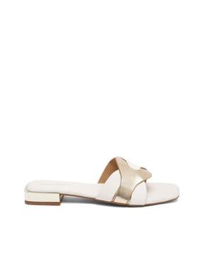 solid slip-on flat sandals