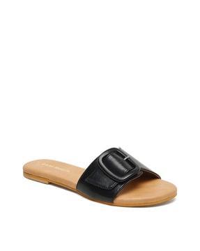 solid slip-on sandals