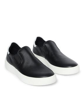 solid slip-on shoes with synthetic upper