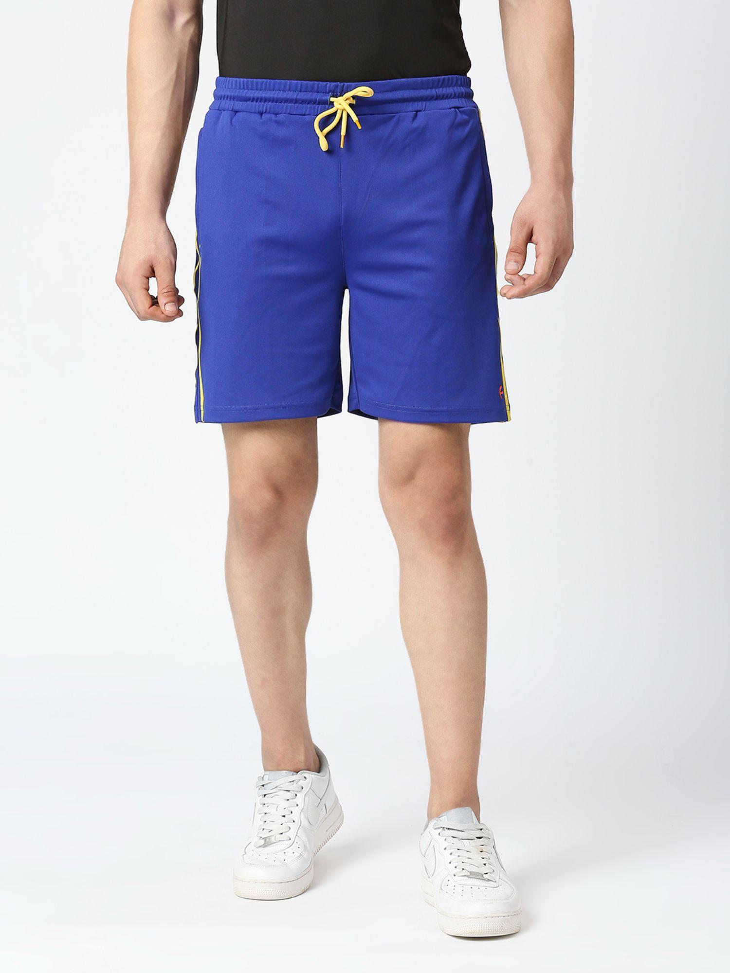 solid spandex comfortable slim fit shorts for men - cobalt blue