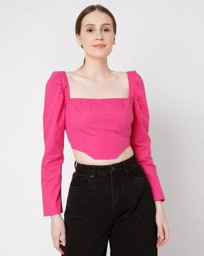 solid square-neck top