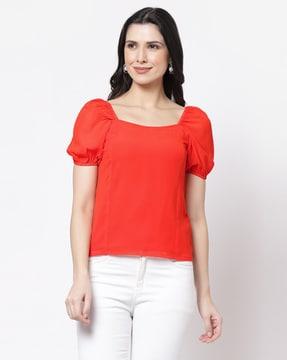 solid square-neck top