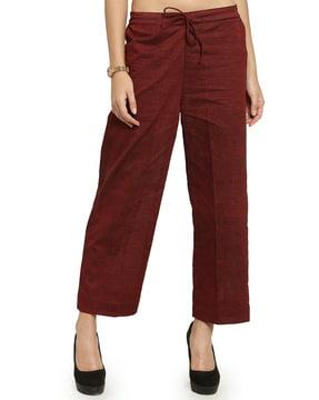 solid straight fit ankle-length pants