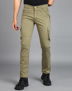 solid straight fit cargo pants