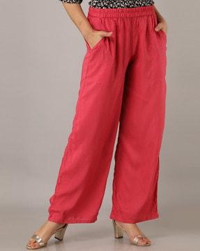 solid straight fit palazzos