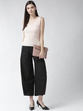 solid straight fit palazzos