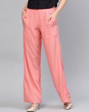 solid straight fit palazzos