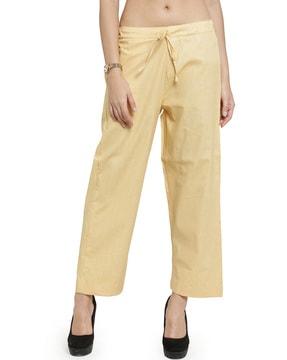 solid straight fit pants with drawstring waist