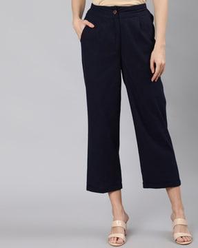 solid straight fit pants