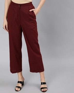 solid straight fit pants