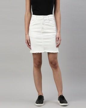 solid straight fit skirt