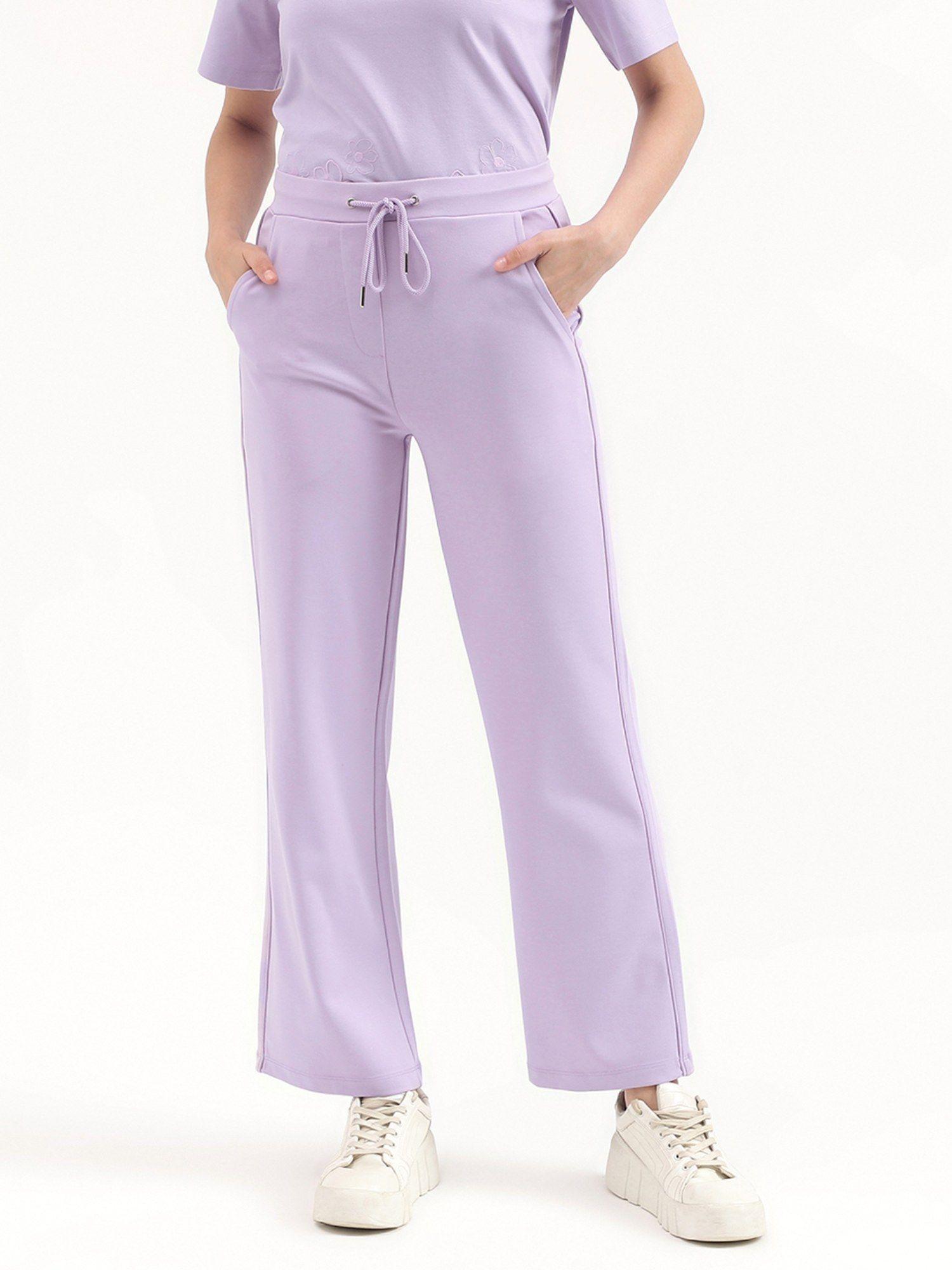 solid straight fit trousers - purple