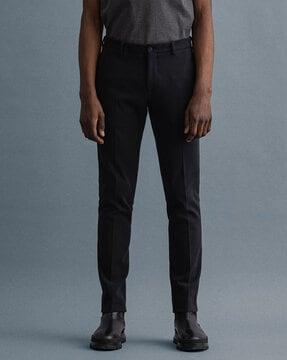 solid straight fit trousers