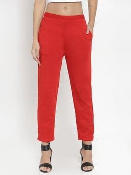 solid straight fit trousers