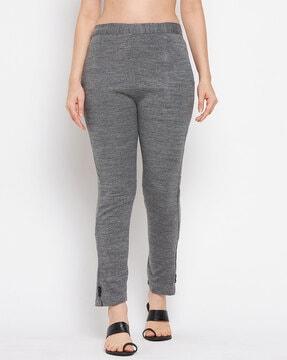 solid straight fit trousers