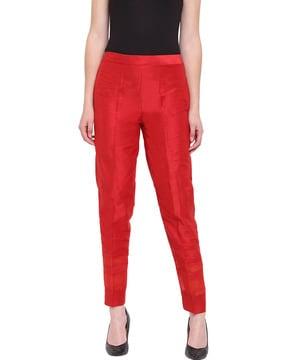 solid straight fit trousers