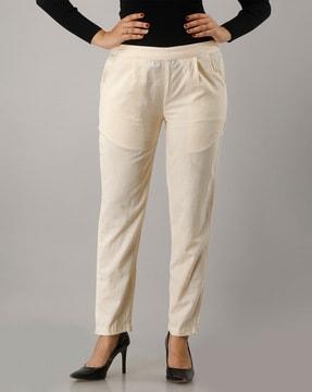 solid straight fit trousers