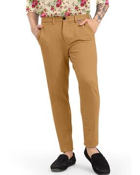 solid straight fit trousers