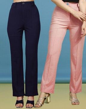 solid straight fit trousers
