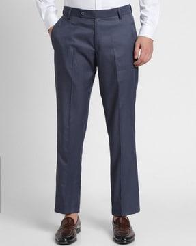 solid straight fit trousers