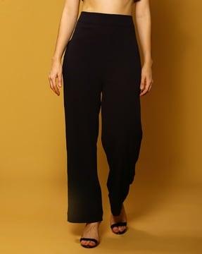 solid straight fit trousers