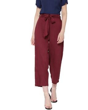 solid straight fit trousers