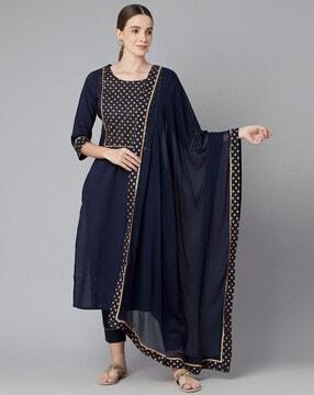 solid straight kurta set