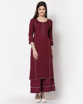 solid straight kurta set