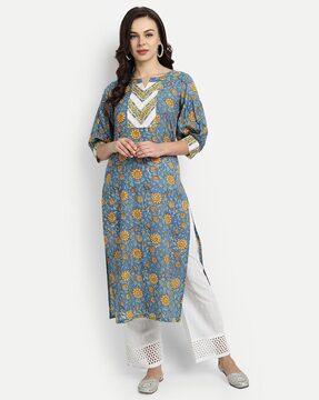 solid straight kurta set