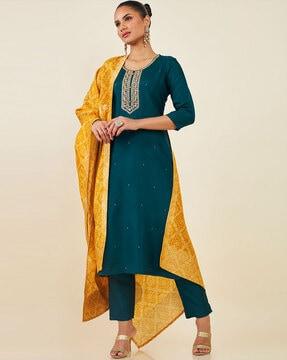 solid straight kurta set