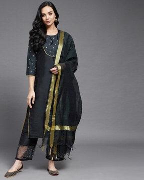 solid straight kurta set