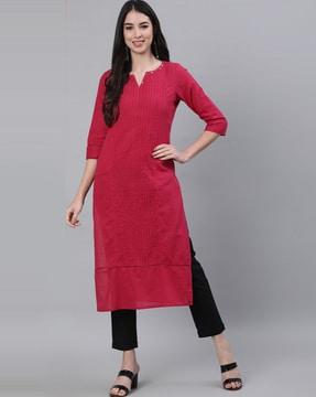 solid straight kurta set