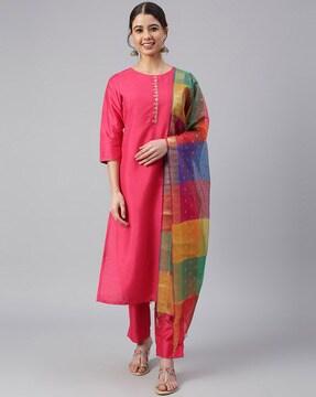 solid straight kurta set