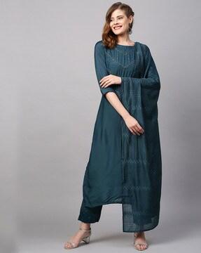 solid straight kurta set