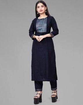 solid straight kurta set