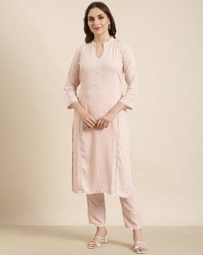 solid straight kurta set